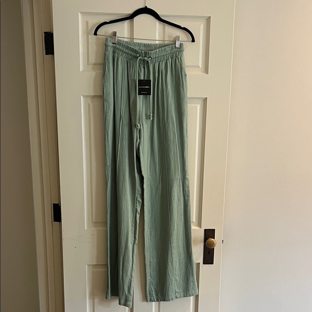 JLUXLABEL Sage Suit Drawstring Pants and Wrap Blazer Set